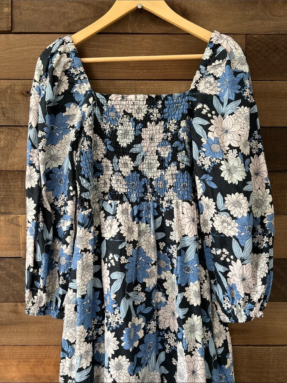 J. Crew Women's Linen Daydream Dress in Zinnia Floral Blue Size Small Tall
